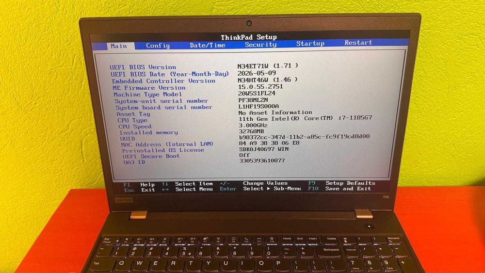 Thinkpad T15 Gen 2i, core I7-1185G7, 32 GB RAM, 512 GB NVME Samsung