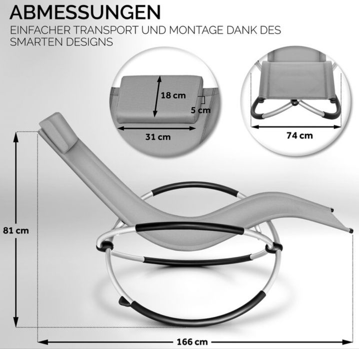 tillvex® Градински шезлонг Сив