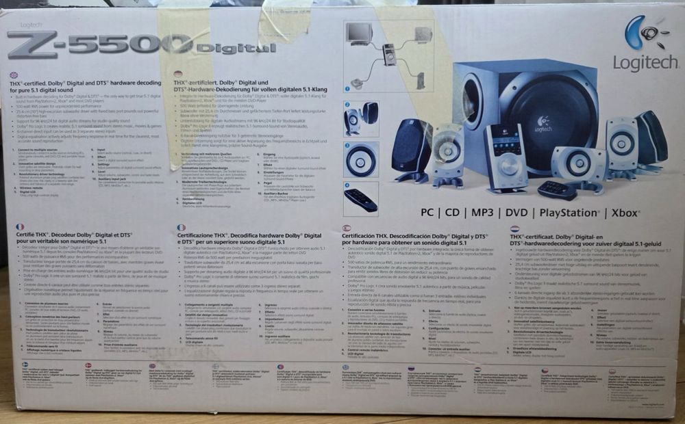 Logitech Z-5500 Digital THX 5.1 — пълен комплект с оригинална кутия