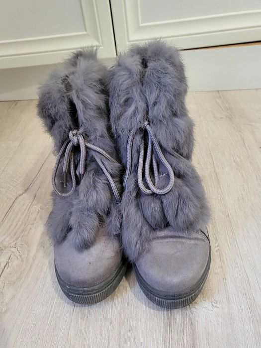 Сиви боти естествен пух
