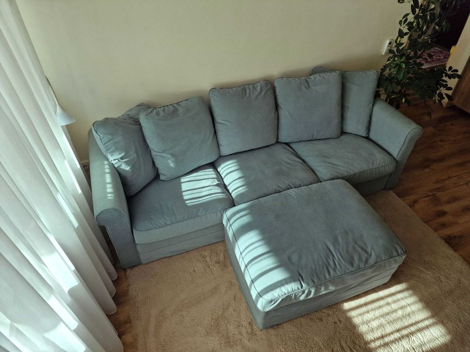 Canapea Gronlid IKEA (3 locuri, verde deschis, taburet)