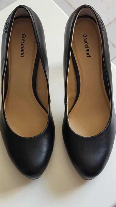 Pantofi negri ocazie Graceland mar 38 toc 10 cm