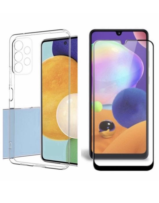 Samsung A13/A23/A33/A55/A56/A57 Husa Silicon Clara/Neagra + Folie Sticla C