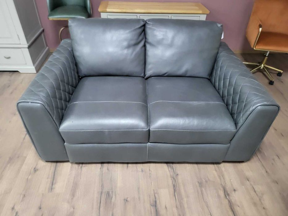 Сив кожен диван двойка