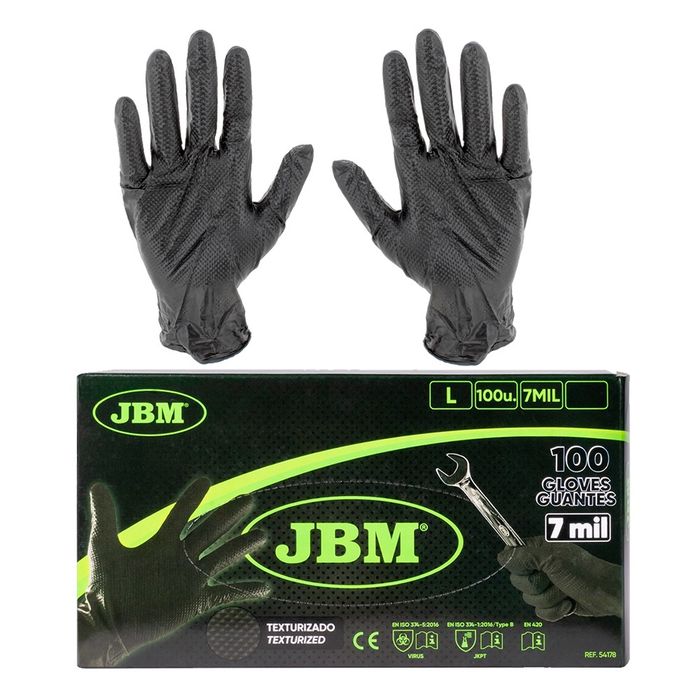 Manusi negre  mecanica anti spintecare-100/cut.Manusi texturate rezistente diluant JBM Spania.Manusi diamant +tva.1zi=1 pereche.Doar firme!