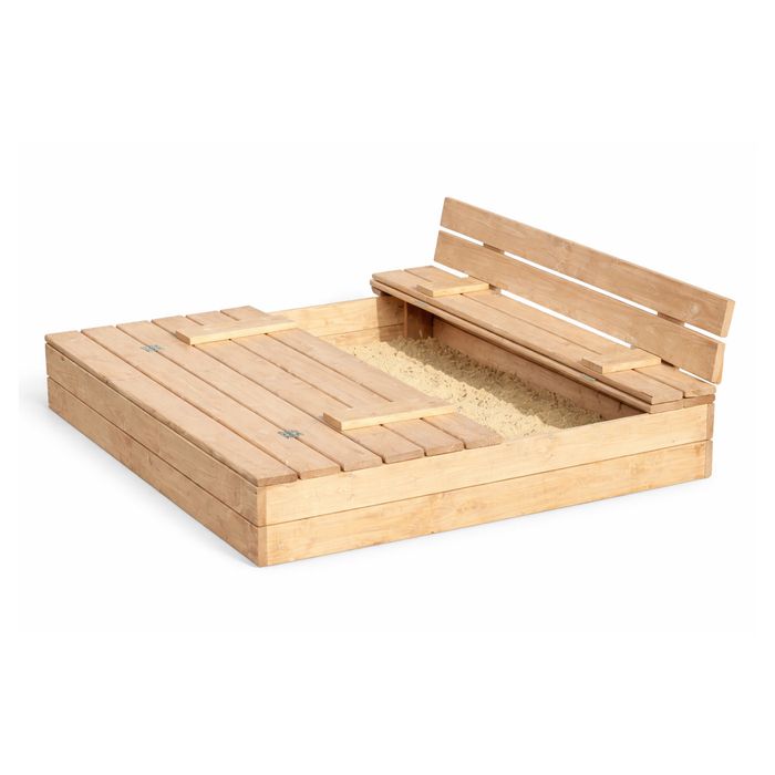 Детски пясъчник 120x120 см с капак пейка