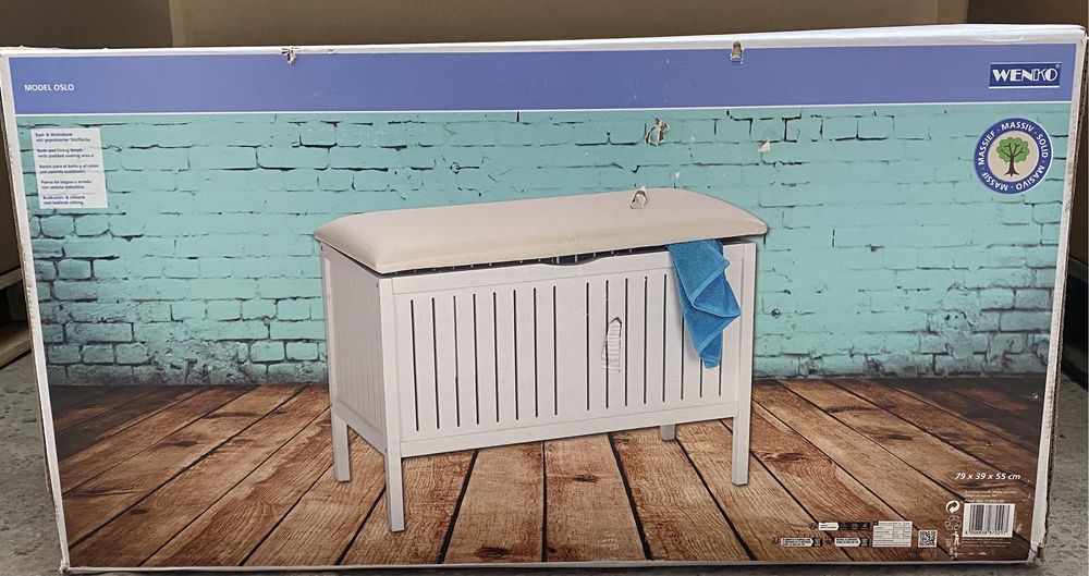 Бяла дървен скрин-пейка на WENKO