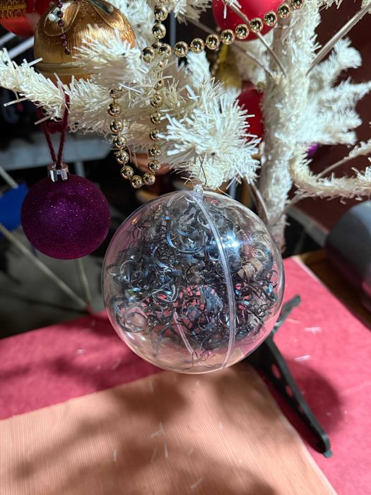 Globuri transparente de Crăciun cu șpan metalic - 10 cm, 10 bucăți