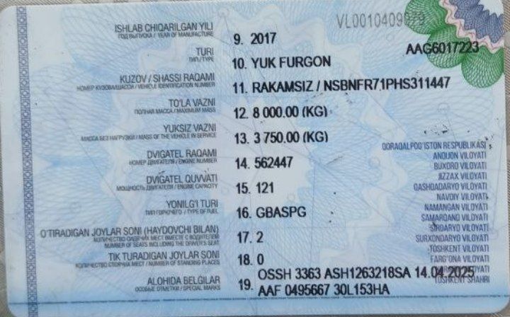 Isuzu yuk avtomobili sotiladi