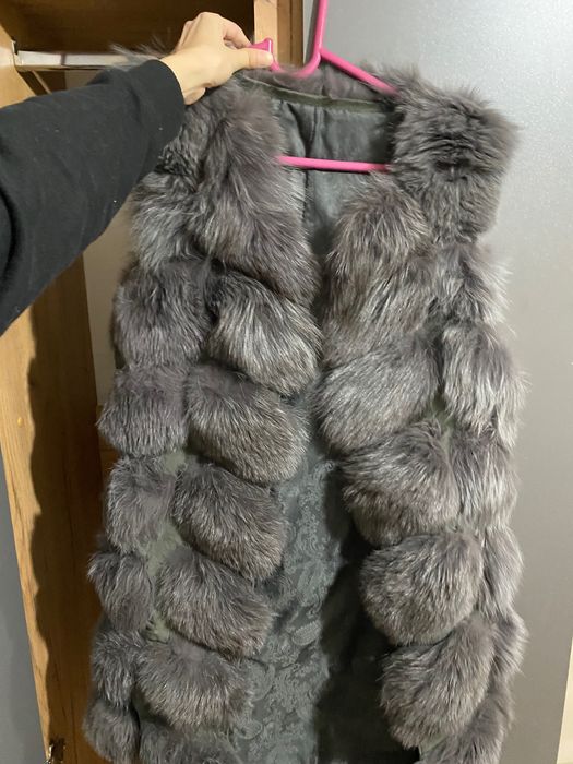 Меховая жилетка, кожа- мех