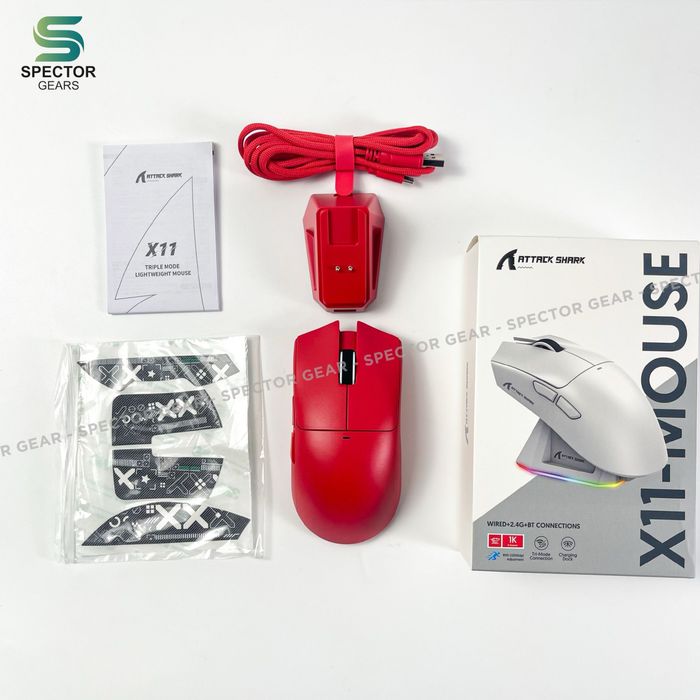 Игровая Мышь Atack Shark x11 в красном цвете