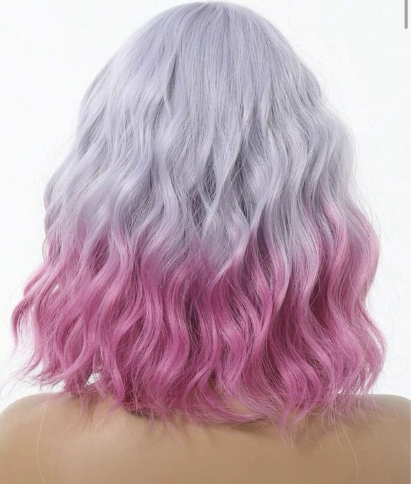 Peruca scurta    gri violet  , cosplay, fashion