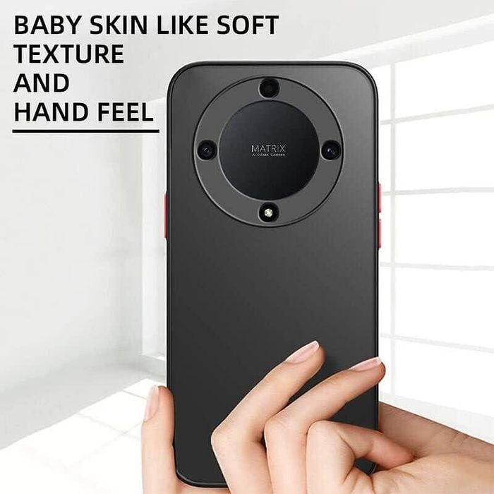 Цветен кейс rock за honor magic8 lite - черен с червени бутони