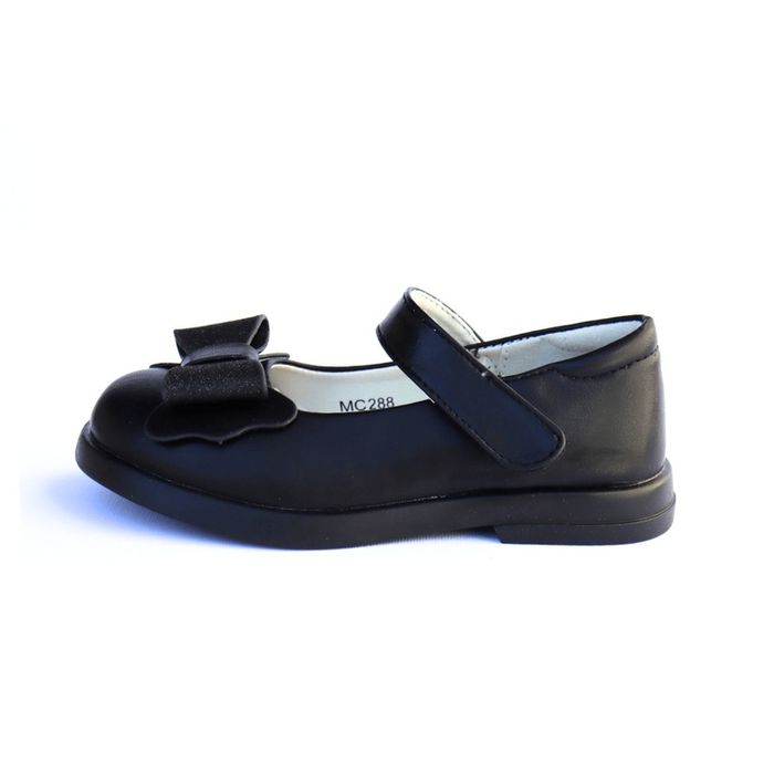 НОВО! Детски черни официални обувки с панделка