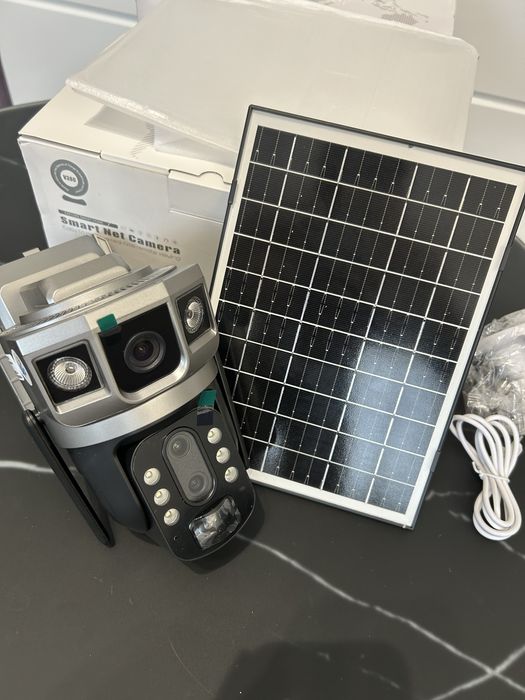 Camera de supraveghere tripla WI-Fi/10x/panou solar 4G SIGILATA/NOUA