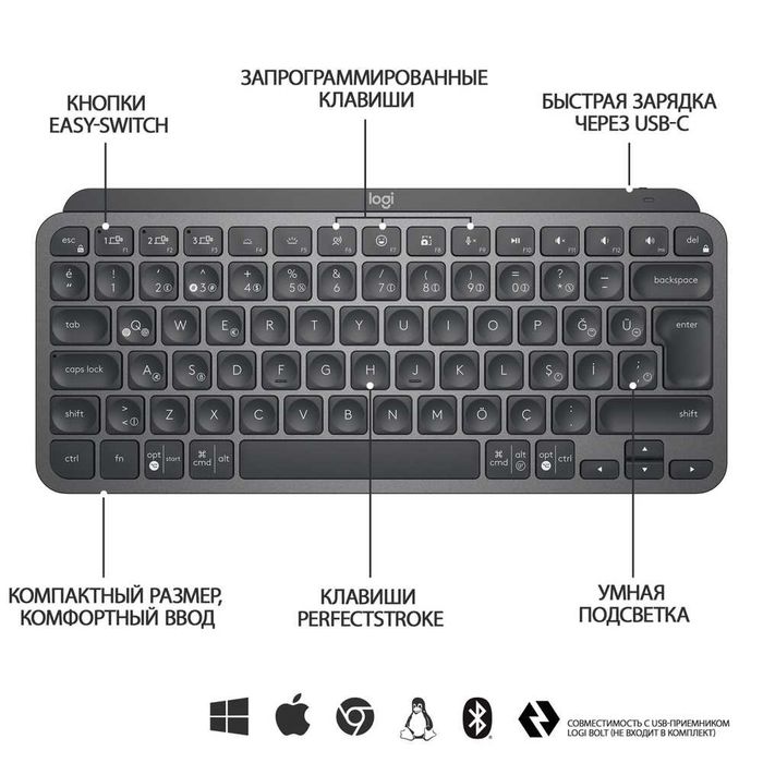 Logitech MX Keys Mini — Беспроводная Клавиатура. Есть доставка