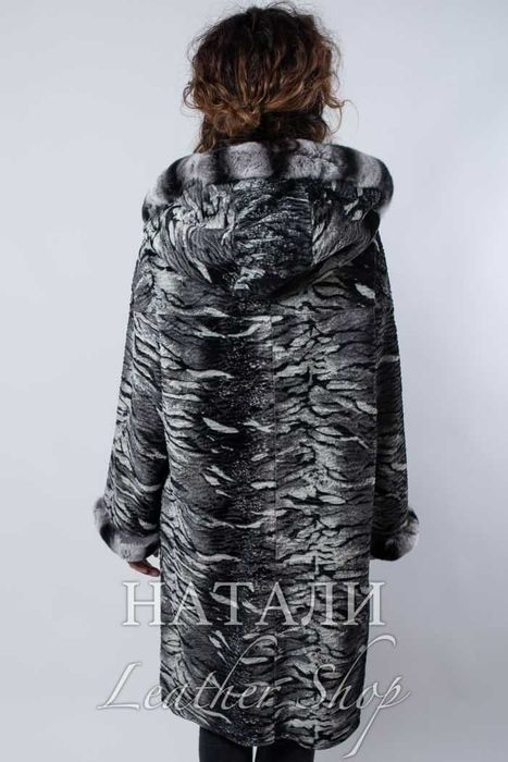 Дамско двустранно кожено манто Дея Black