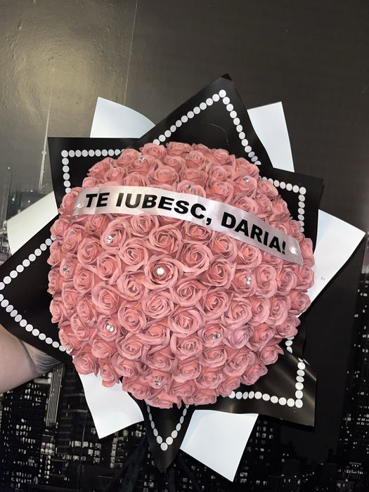 Buchet trandafiri sapun personalizat cadou flori stitch sclipici