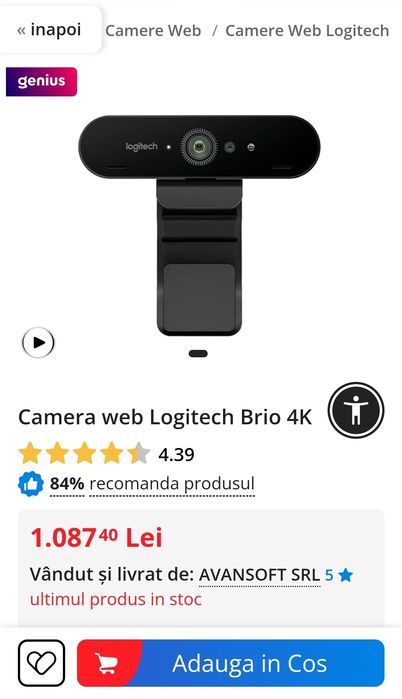 Camera 4K Logitech Web.