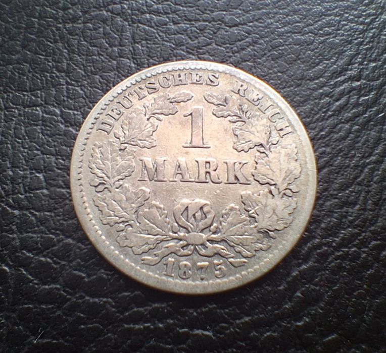 Стара сребърна монета 1 марка 1875 г..буква Е -Германска империя-доста стара