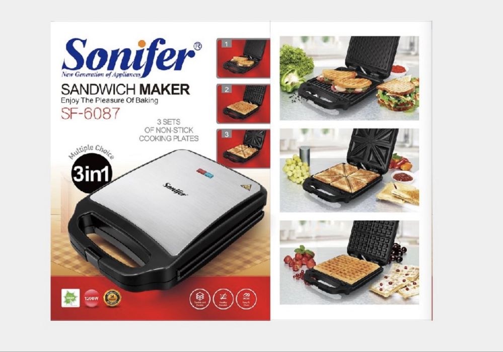 Сэндвичница , тостер, вафельница 3в1 Sonifer  SF- 6087