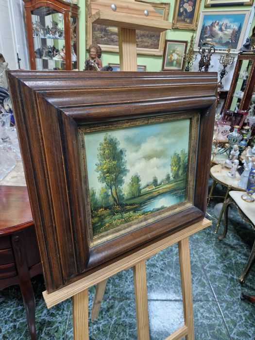 Страхотна антикварна белгийска авторска картина масло върху платно