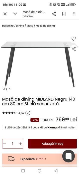 Masă din sticlă 140×80 cm