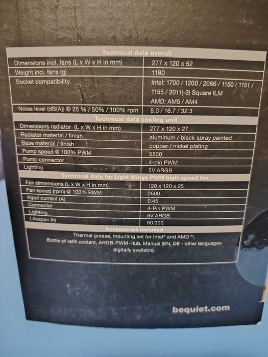 Водно охлаждане  be quiet! Pure Loop 2 FX 240mm