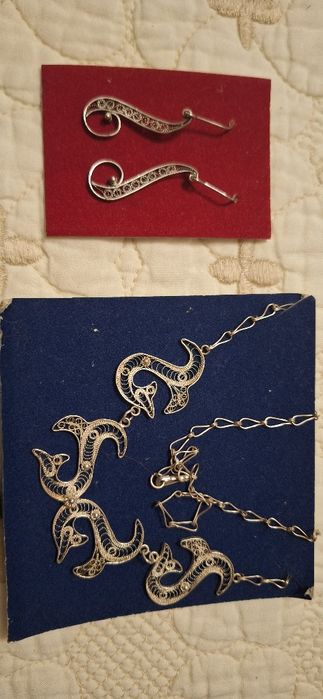 Сребро сет с тюркоаз, Ин и Ян, етно ръчна изработка