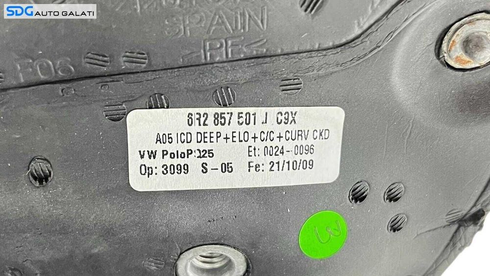 Oglinda Electrica Stanga Volkswagen Polo R 2009 - 2014 Culoare Negru Lucios Cod 8R2 857 501 J C9X [ L5708 ]