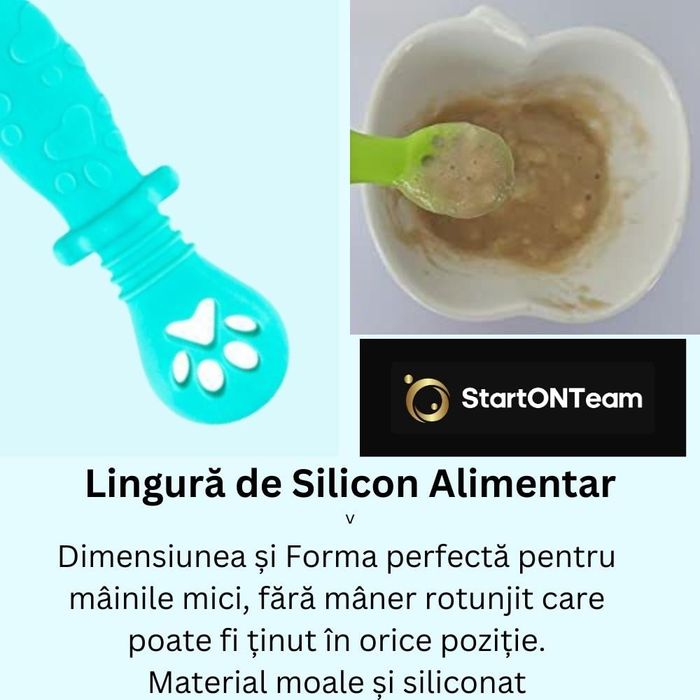 Set 2 Lingurite Bebelusi pentru Hranire Diversificare Turcoaz si Roz