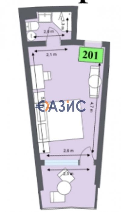 Продава се Едностаен апартамент в Обзор - 33 кв.м за 492 €/кв.м - Снимка #3