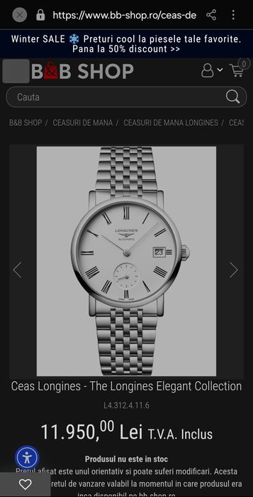 VÂND  – Longines Elegant Collection Automatic  – Full Box