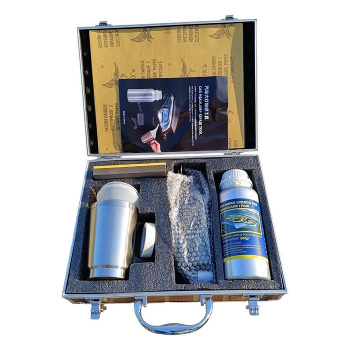 kit restaurare faruri cu polimer lichid 800ml si cana electrica