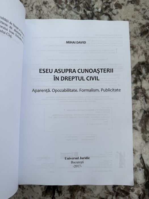 Eseu asupra cunoașterii în dreptul civil Mihai David