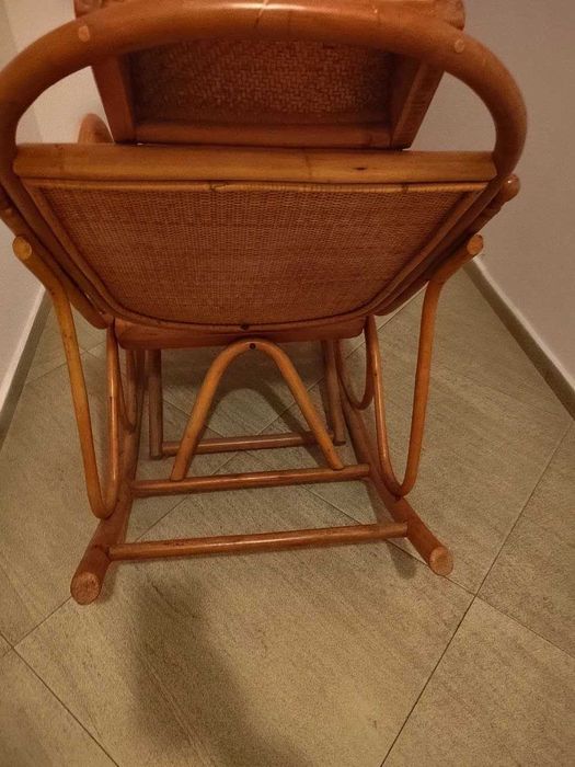 Люксозен люлеещ стол естествен ратян