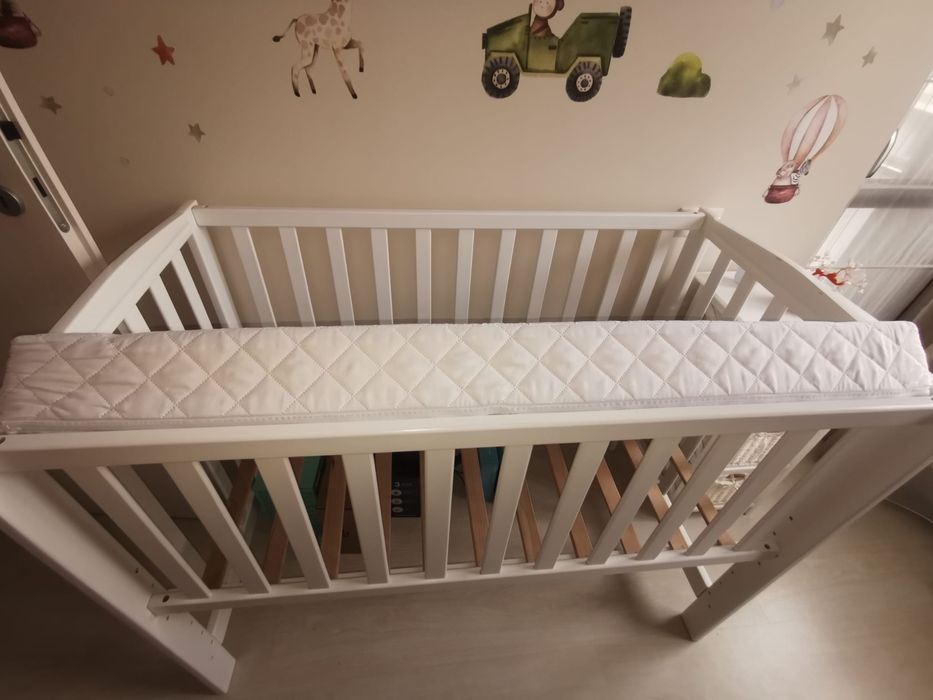 Pătuț Bebe Lemn Masiv FAG (8 nivele) + Saltea Cocos + Accesorii BONUS