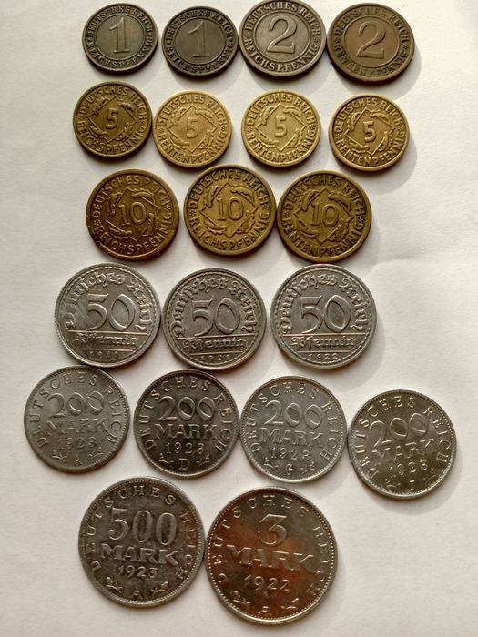 Монеты 3 рейха, Германии, Веймара
