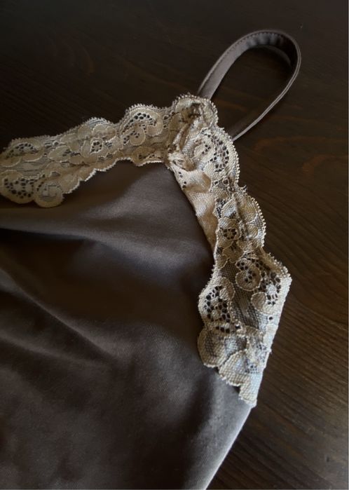 Топ с дантела цвят Coffee brown