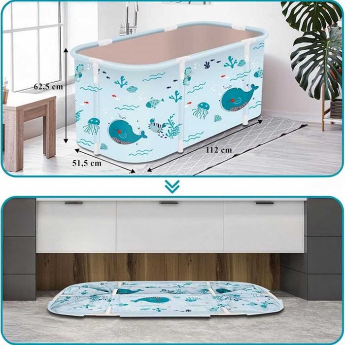 Сгъваема преносима вана XXL с възглавница и топлоизолация