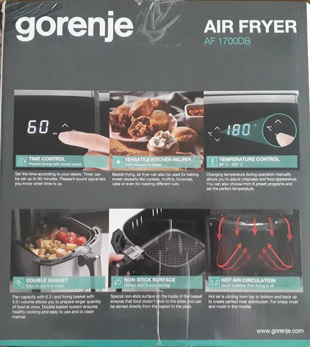 Air Fryer Gorenje AF1700 DB 5L уред за готвене без мазнина