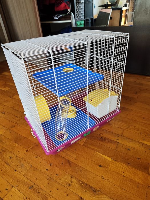 Cușcă hamsteri cu roată, tunel , vas apă/mâncare, casă