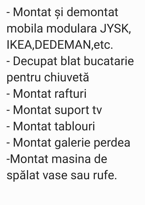Montaj și demontat mobila