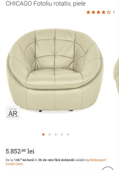 Set canapea si fotoliu mobexpert piele crem