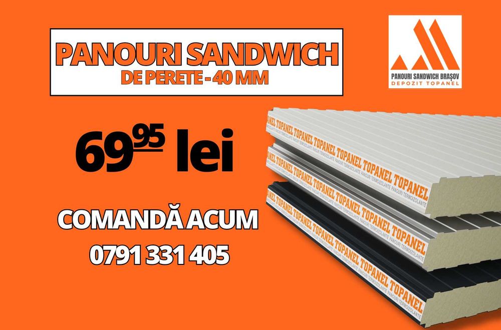 SUPER PRET – Panouri sandwich de perete, 40 mm - 69,95 lei, TVA inclus