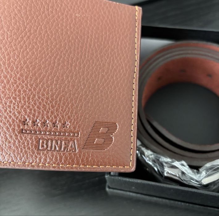 Set cadou bărbați, Star, portofel și curea, maro