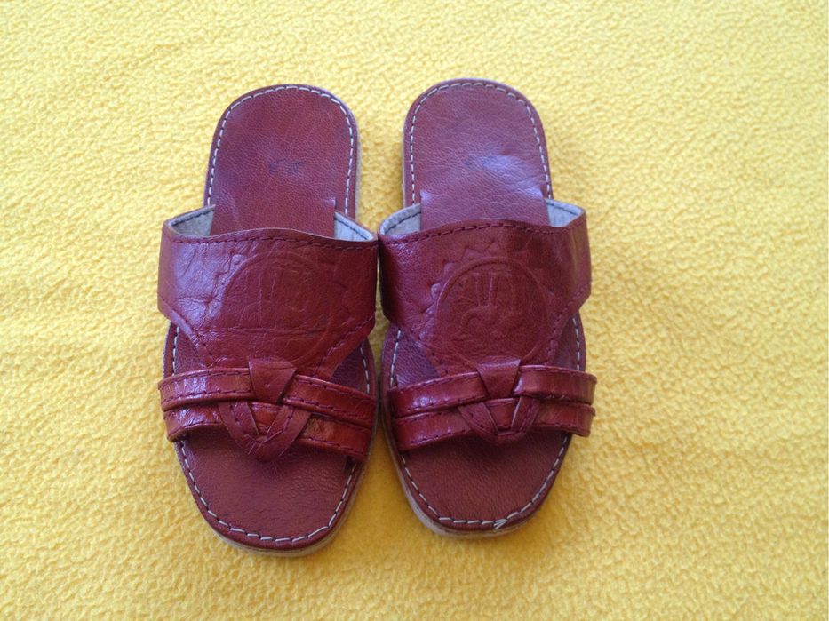 Нови летни сандали чехли 23 номер естествена кожа ръчна изработка