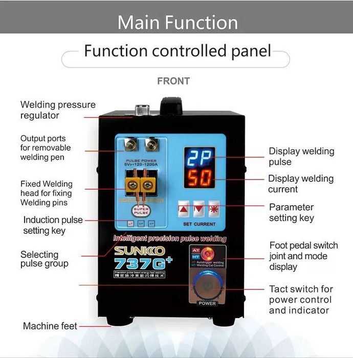 Sunkko 737G+ Aparat profi sudura puncte acumulatori Li-Ion