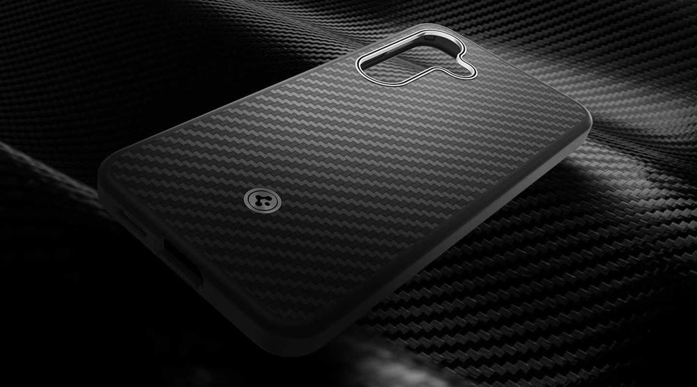 Кевларен карбон калъф кейс Spigen Enzo Aramid MagSafe Magnet Black Silver Case за Samsung Galaxy S25 Plus черен - GP-FPS936PGABW - 30 евро