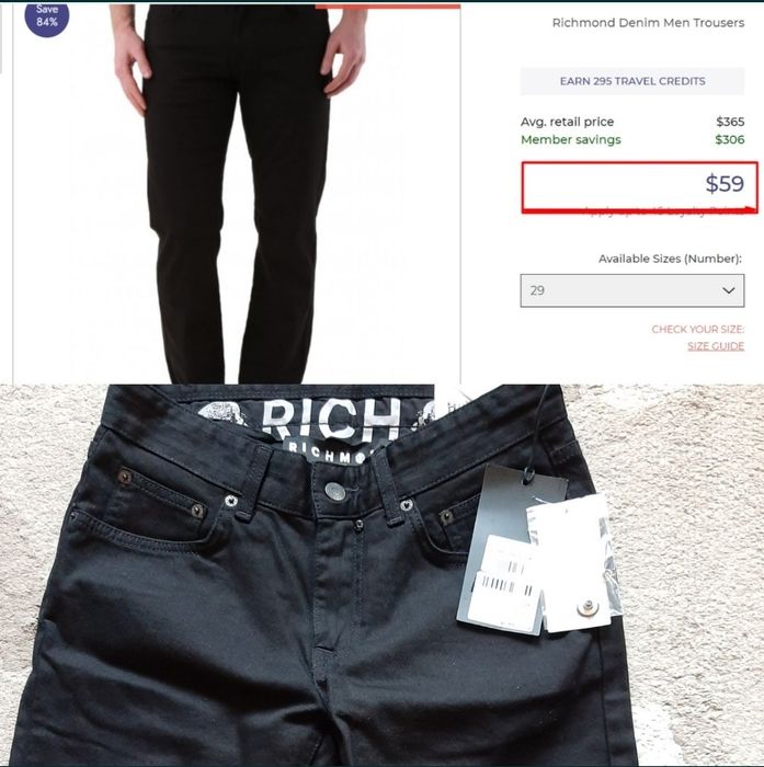 Джинсы мужские Richmond Denim; скидка 84%.